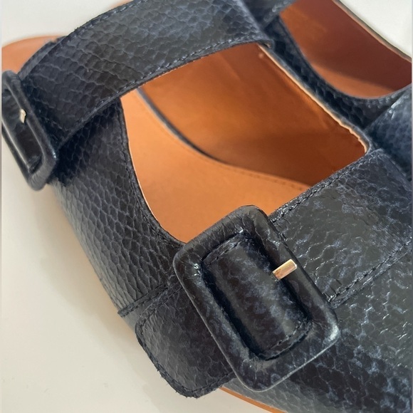 Mi'im Leather Hannah Crocodile textured mule with double buckle sz 7.5 - Picture 2 of 5